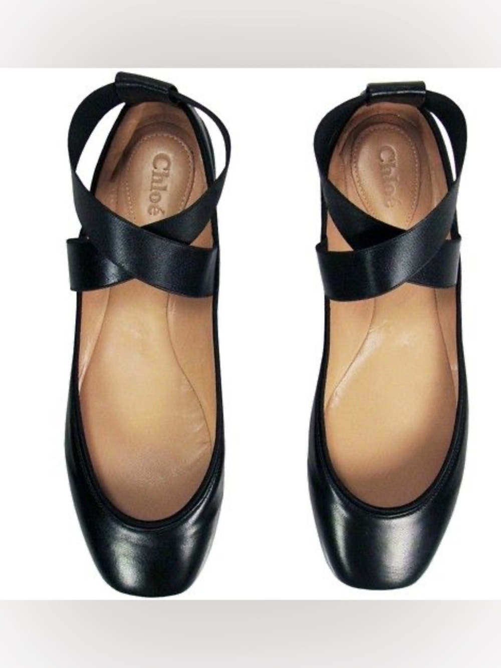 CHLOE Black Leather Ballet  Flats Size 38